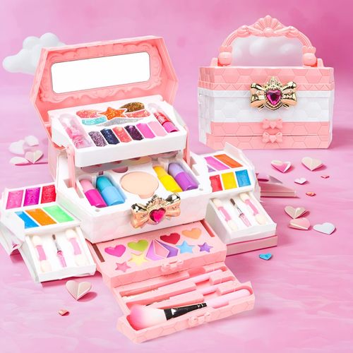 儿童化妆品套装雪花女孩可水洗爱莎彩妆盒艾莎冰雪公主魔法棒玩具 - 图0