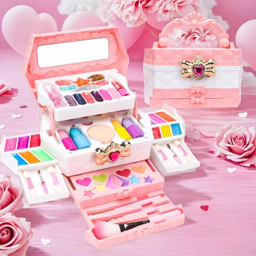 儿童化妆品套装雪花女孩可水洗爱莎彩妆盒艾莎冰雪公主魔法棒玩具 - 图2