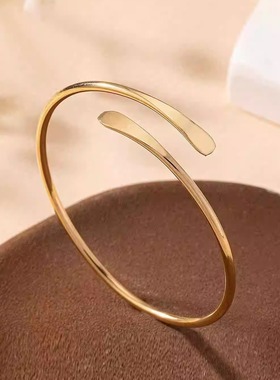 开口可调节金色单层手镯气质优雅