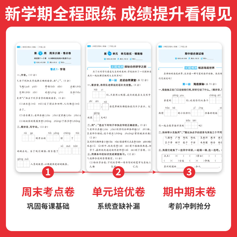 一本小学语文数学英语周末小测卷123456一二三年级四五六年级周周测试卷春季上册语数英同步单元检测培优试期卷期中期末试卷配视频