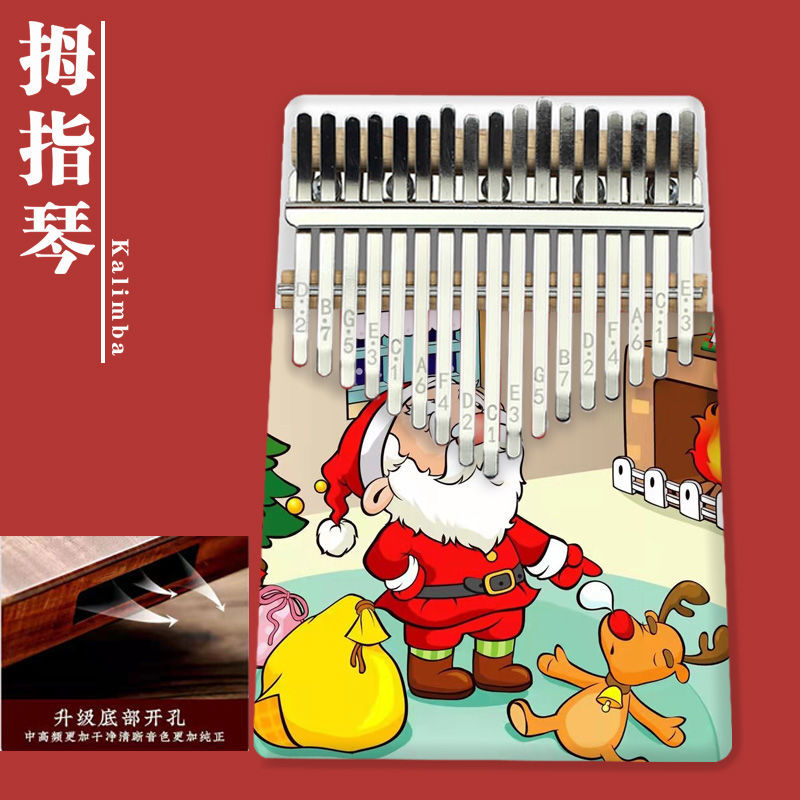圣诞主题21音拇指琴初学者彩色卡通17音手指钢琴kalimba乐器礼物-图2