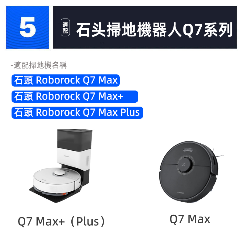 适配石头扫地机器人Roborock Q7 Max+配件滚边刷滤网拖布尘袋耗材 - 图0