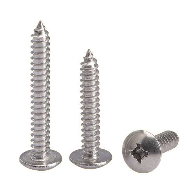 Stainless steel cross mushroom head large flat head self-tapping screw