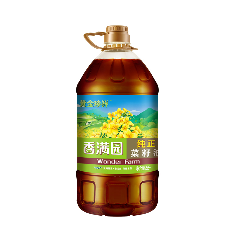 香满园黄金珍鲜纯正菜籽油5L/桶装家用营养炒菜食用油-图0