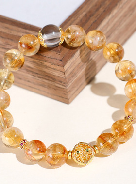 日富一日天然黄塔晶水晶手链女白水晶手串女国风复古手饰首饰