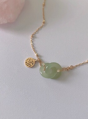 环环相扣手链女小众设计感超温柔冷清感绿色手饰送闺蜜情侣