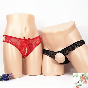 .Couple underwear couple style passion thong transparent suit 2022 trend one man and one woman open hole and crotch free