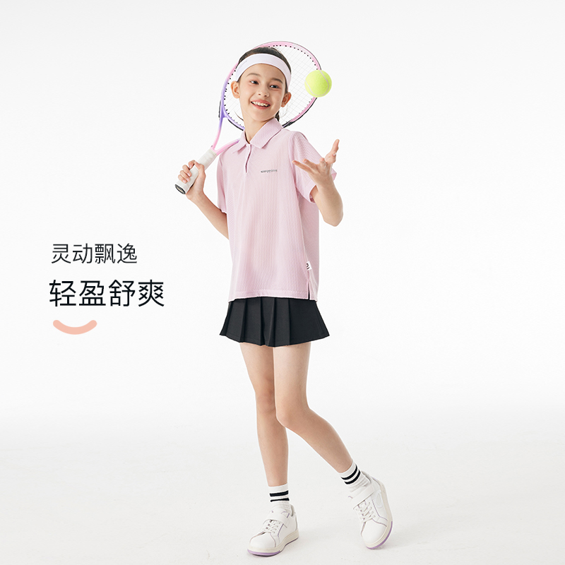 onmygame女童网球裙夏季儿童防走光运动短裙网球服百褶裙半身裙