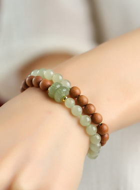 上岸莲花天然和田玉手链