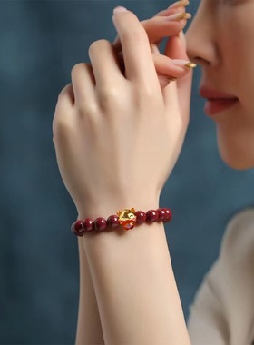 高含量天然朱砂手链女本命年属虎生肖手串男女单圈手链批发