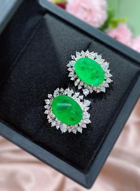 帕拉伊巴戒指耳钉红碧玺镶仿耳环饰品宝女珠宝吊坠仿真耳坠锆石高