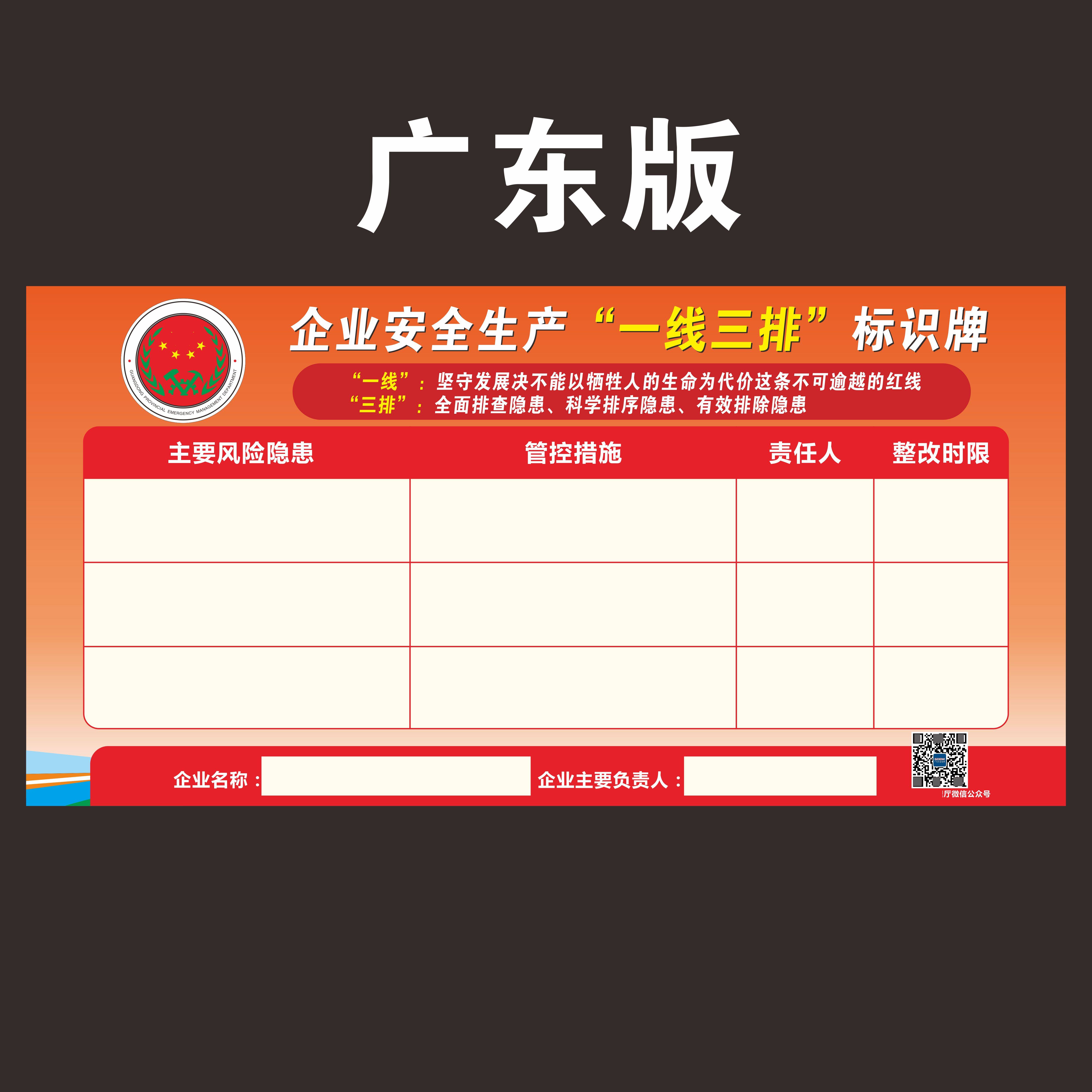 企业安全生产一线三排标识车间安全信息公开公示栏风险隐患公示牌