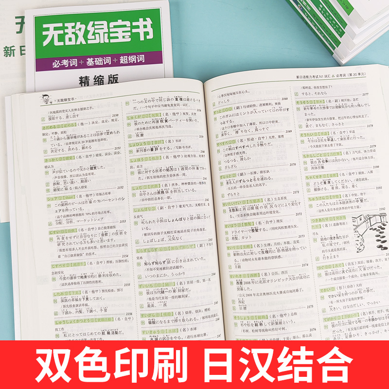 无敌绿宝书 n1 n2 n3 n4 n5词汇语法新日语能力考试李晓东全套7册绿宝书n2日语 JLPT日语语法书练习册新日语能力测试日语-图1