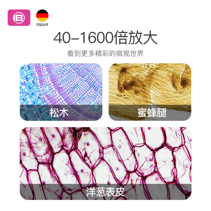 德国宝视德专业显微镜实验室科研教学生物光学高倍高清1600倍电子中学生养殖