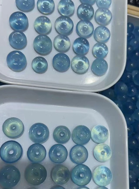 天然海蓝宝平安扣吊坠项链