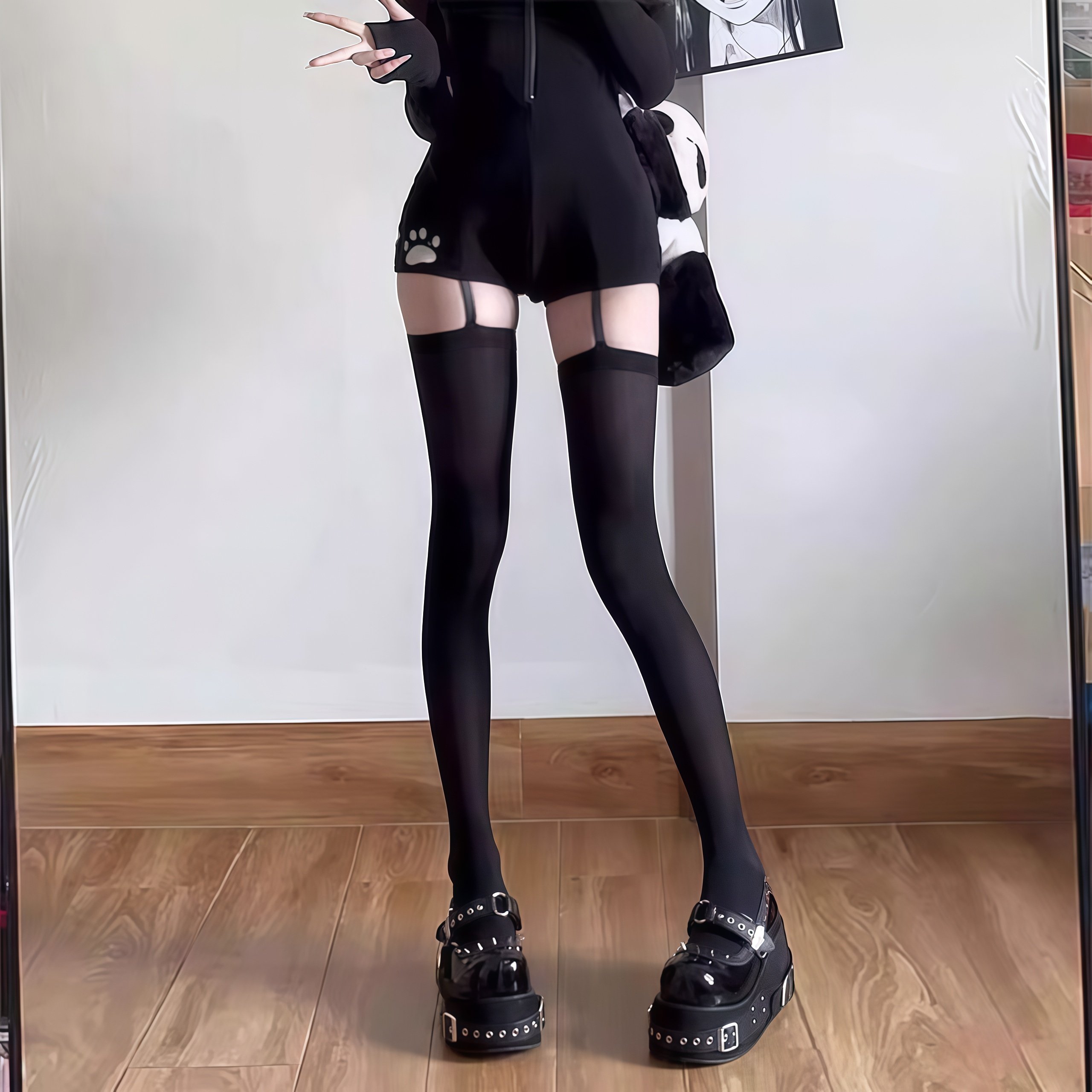 天鹅绒长筒袜女过膝袜甜美吊带袜白色jk大腿袜子y2k高筒薄款黑丝,淘宝优惠券,粉丝福利购,淘宝优惠卷