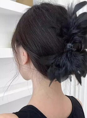 鲨鱼夹ins风羽毛抓夹女