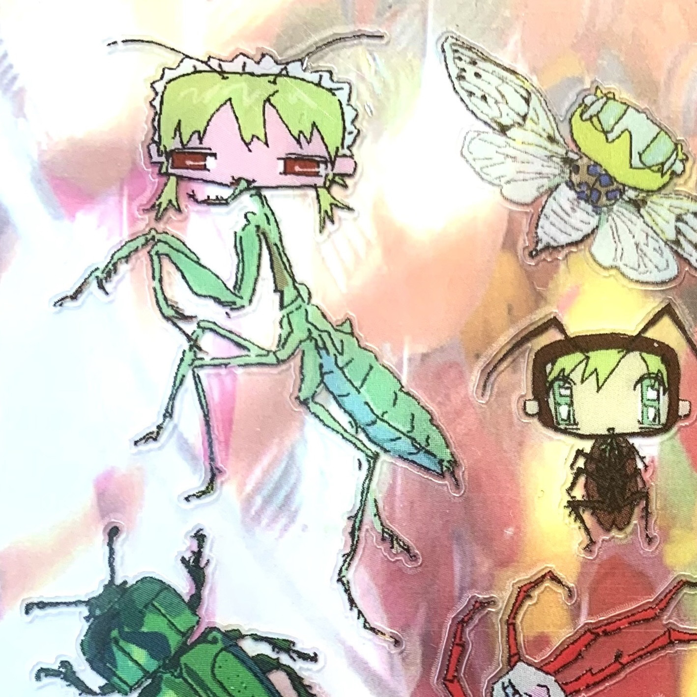 梦核-虫子入侵-7点45插画师原创插画二次元透亮亚膜贴纸,淘宝优惠券,粉丝福利购,淘宝优惠卷