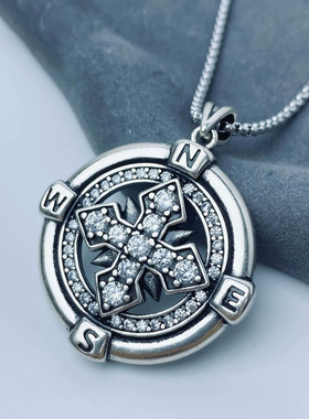 法式复古指南针吊坠项链重工冷淡风颈链男女百搭高级感小众设计