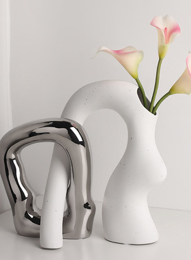 不规则几何创意陶瓷异形花瓶感家居客厅插花电视柜酒柜装饰品摆件