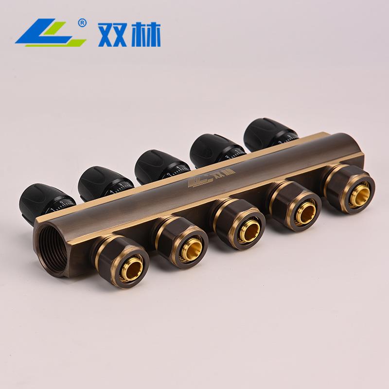 精品家装地暖集水器 黄铜加厚大流量地热分水器 手动控制精准控温 - 图1