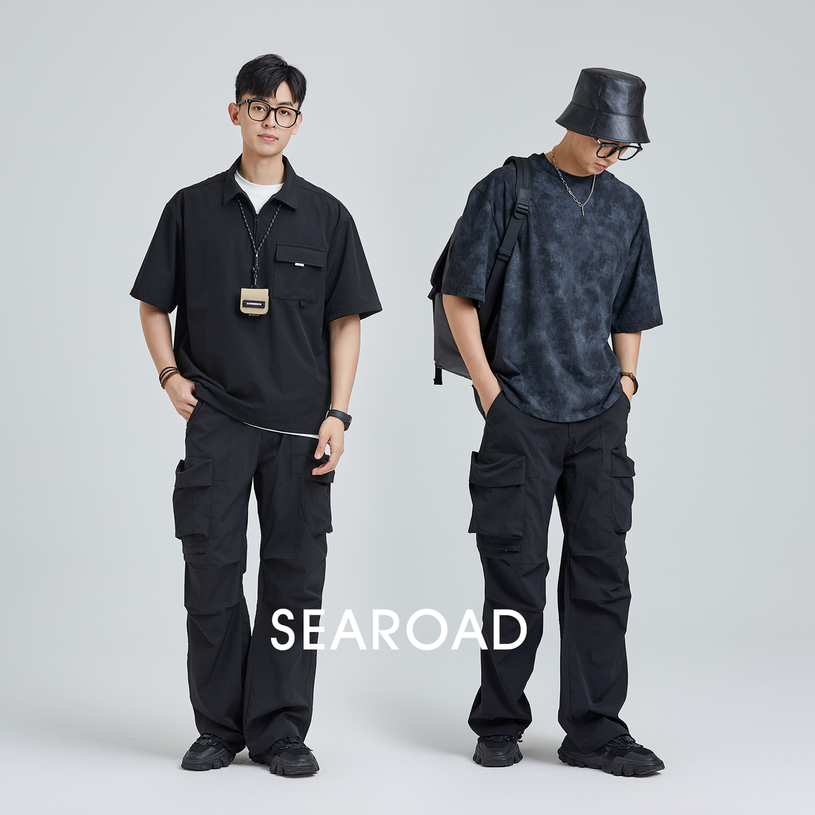 海上公路轻量透气伞兵裤男士夏季轻薄款美式机能阔腿直筒工装裤子 - 图3