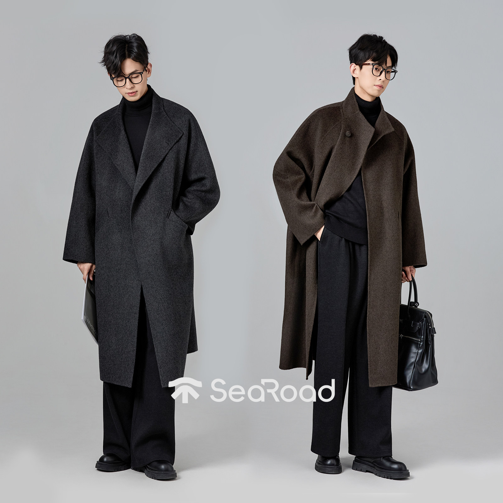 【直播专属】海上公路气质长款大衣男士秋冬100%绵羊毛双面呢外套,淘宝优惠券,粉丝福利购,淘宝优惠卷