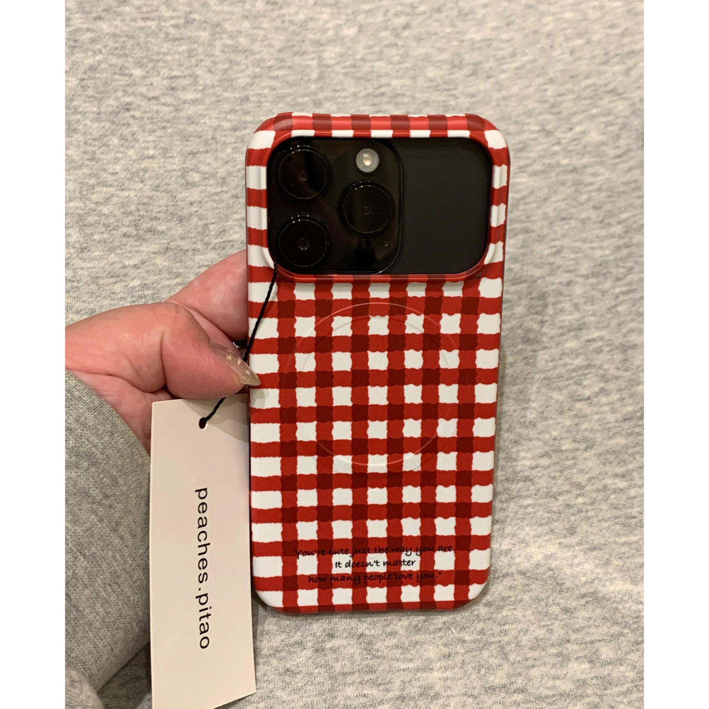 复古红白格纹爱心磁吸支架适用苹果17promax手机壳iPhone17女新款16个性15小众17Pro防摔16pro保护套14韩系13,淘宝优惠券,粉丝福利购,淘宝优惠卷