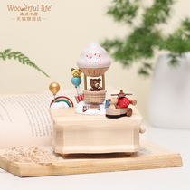 Sen Alive Wooded Music Box Sankyo Eight soundbox Hot Balloon Pendulum girlfriends Birthday Gifts for Children