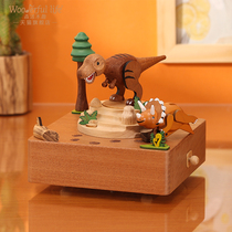 Sen Live Wooded Music Box Boy Toy Dinosaur Eight-soundbox Desktop Swing Piece Girl Boy Birthday Present