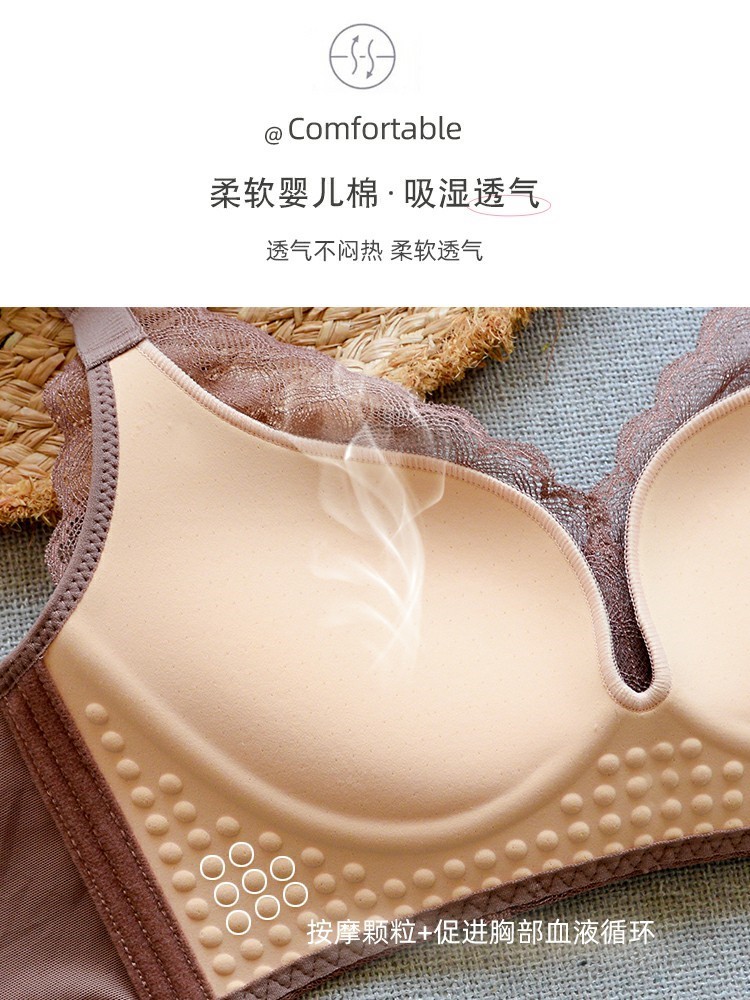 品牌内衣女小胸聚拢调整侧收副乳上托胸罩薄款夏无痕文胸套装 - 图2