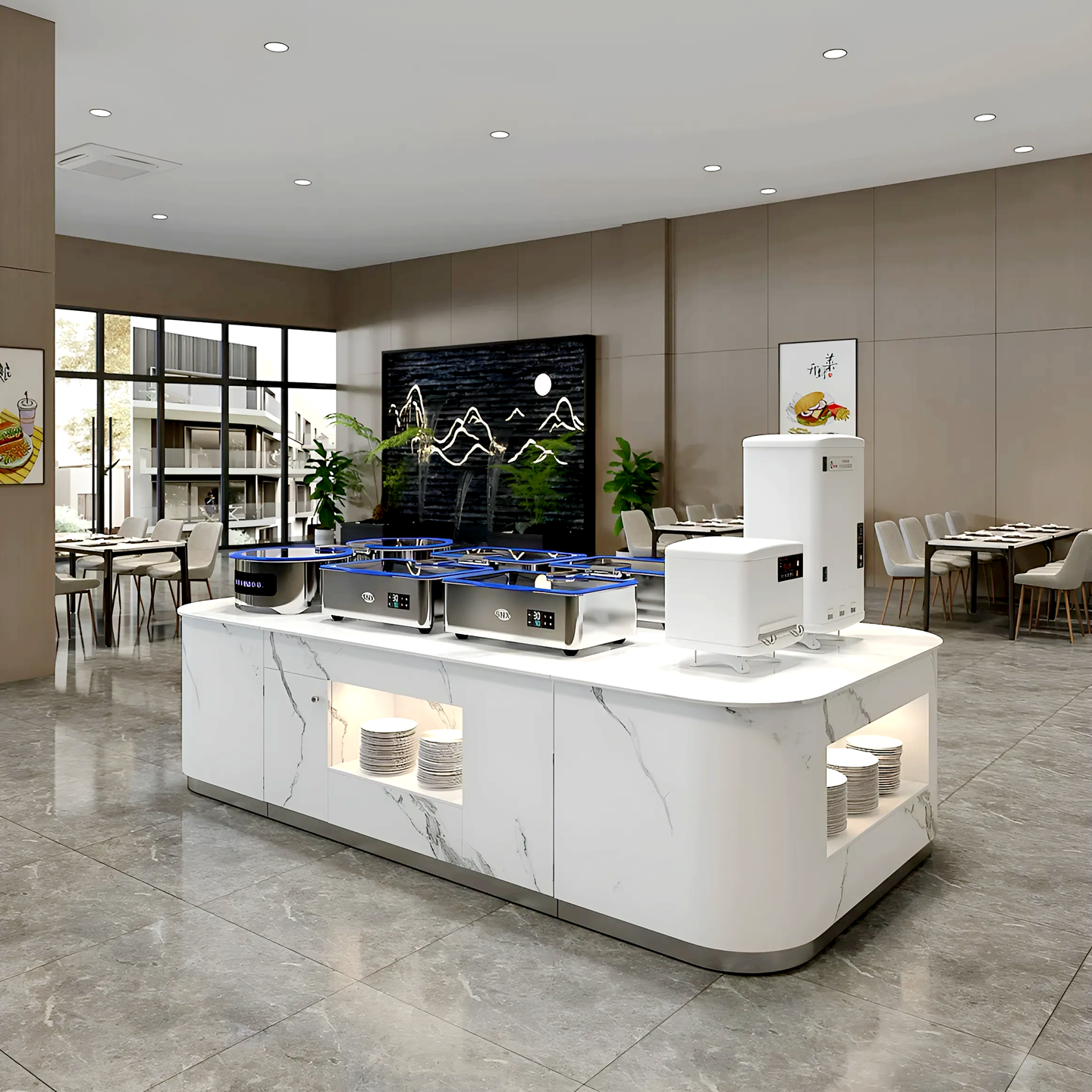 源头工厂单位食堂自助餐台火锅酒店岩板取餐台布菲台凉菜甜点摆台,淘宝优惠券,粉丝福利购,淘宝优惠卷