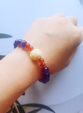 天然紫水晶手链女原创小众设计手环女闺蜜礼物九紫离火手串女龙年