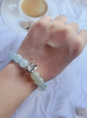 天然摩根石手链糖果色绿柱石海蓝宝马卡龙色水晶手串女粉水晶爱心