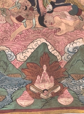 清末民初藏地院供【吉祥天母描金唐卡】大幅满工纯手绘矿物质染料