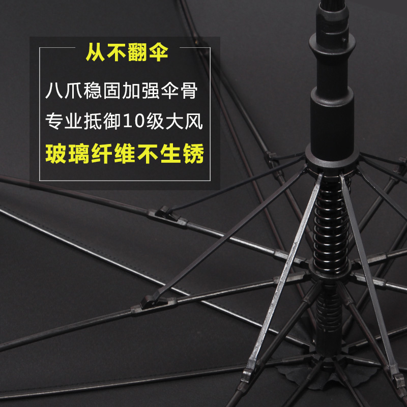 超大防风大号双人三人自动黑色长柄伞直杆长把雨伞定制商务直柄男 - 图0