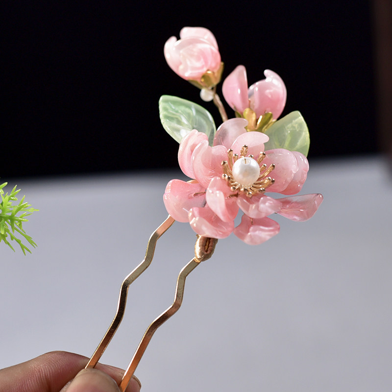 民族风头饰套装仙气粉色琉璃发叉头花镀金镀银发钗插梳古风发饰,淘宝优惠券,粉丝福利购,淘宝优惠卷