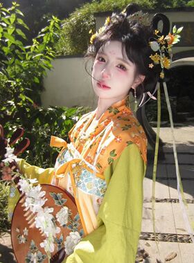 黄色小唐风头饰汉服超仙发流苏饰