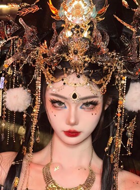 汉服暗黑系黑色发冠超仙古风头饰