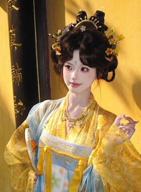 黄色唐风头饰新款掩鬓汉服超仙