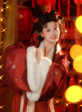 秋冬中式橘红新年发夹国风橙色