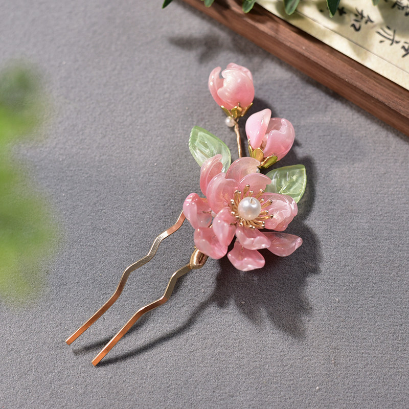 民族风头饰套装仙气粉色琉璃发叉头花镀金镀银发钗插梳古风发饰,淘宝优惠券,粉丝福利购,淘宝优惠卷