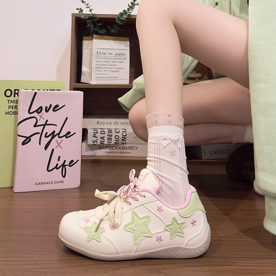 回力芭乐绿女鞋星星德训鞋2026新款时尚潮流百搭休闲鞋子平底板鞋,淘宝优惠券,粉丝福利购,淘宝优惠卷