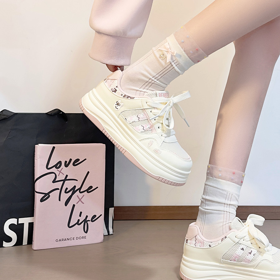 人本樱花粉少女心小白鞋女2026新款甜妹百搭鞋子厚底增高韩版板鞋,淘宝优惠券,粉丝福利购,淘宝优惠卷