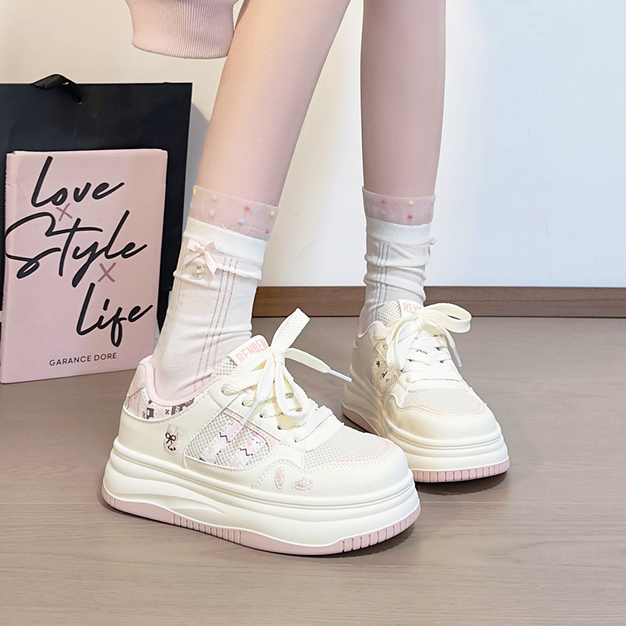 人本樱花粉少女心小白鞋女2026新款甜妹百搭鞋子厚底增高韩版板鞋,淘宝优惠券,粉丝福利购,淘宝优惠卷