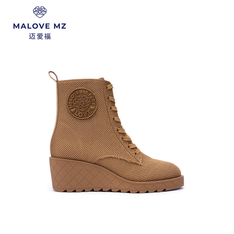 MALOVE MZ马丁靴女秋冬新款时尚厚底粗跟系带短靴百搭舒适时装靴 - 图3