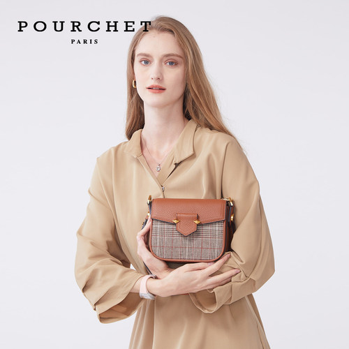 POURCHET/宝榭原创新款斜挎包轻奢小众时尚设计感爆款格纹小猪包 - 图3