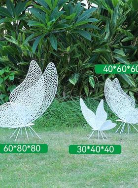 户外不锈钢铁艺镂空蝴蝶雕塑小区售楼处草坪园林动物落地摆件美陈