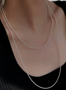 珍珠项链长款baby珠小米珠施家珍珠项链女款双层叠戴毛衣链锁骨链