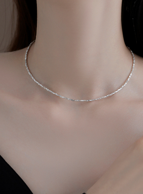 uvk通体s925纯银碎银子珍珠项链